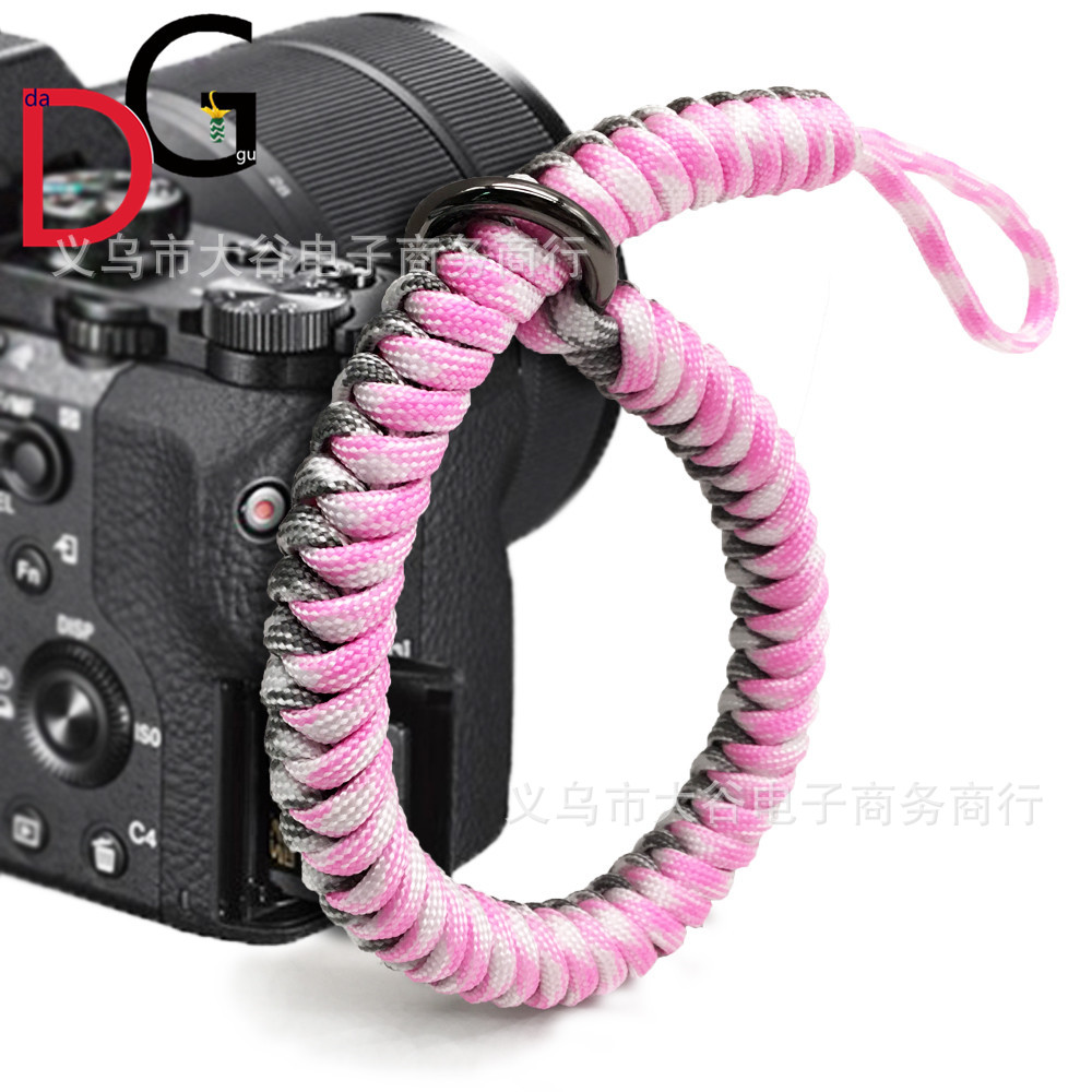 Paraguas al aire libre cuerda de la Cámara correa de muñeca tejida a mano pulsera de supervivencia digital correa de la Cámara anti-Pérdida Anti-caída de la cuerda de la cámara