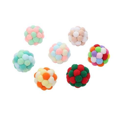 Cat toy colorful handmade bell ball elastic ball self-entertaining toy pet supplies factory wholesale