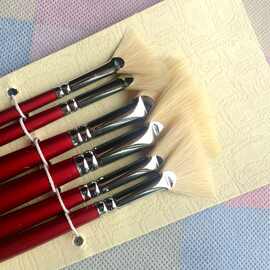 马蒂斯猪鬃毛扇形笔水粉画笔猪毛鱼尾扇凤尾扇油画笔6支套装