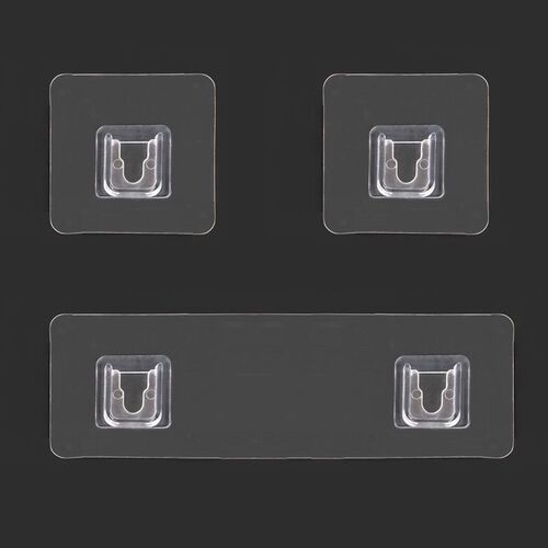Hole-free invisible adhesive strip hooks for wall mounting, double hook accessories, creative parent-child clip hooks, adhesive hook strips