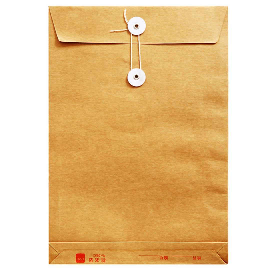 Deli 5952 Bolsas de papel kraft para archivos, bolsas para documentos A4, bolsas gruesas de pulpa de madera pura, 10 unidades por paquete