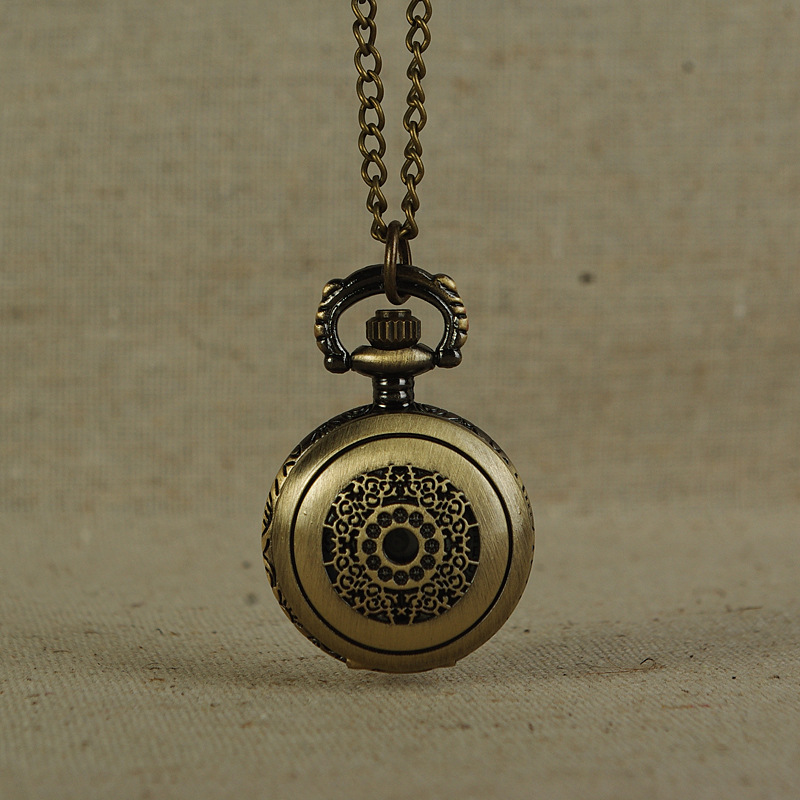 Foreign trade small dense flower carved hollow bronze pocket watch classical pattern carved hollow vintage 6045