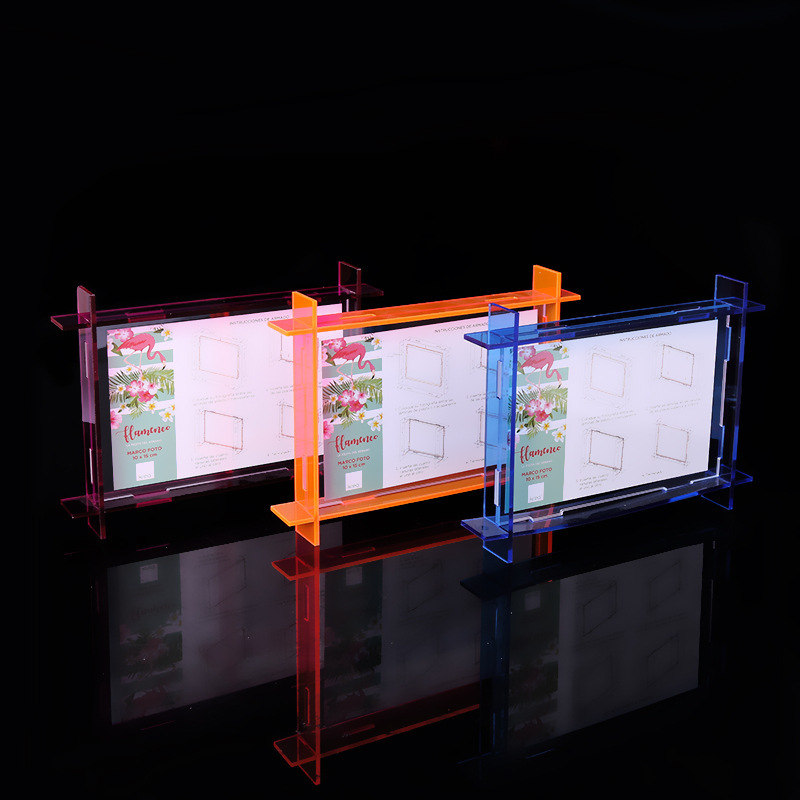 Manufacturer Wholesale Creative Acrylic Photo Frame Conference Room Wall Desktop Horizontal and Vertical Display Colorful Square Display Stand