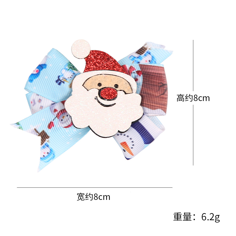 Pasador de pelo navideño con diseño de cuernos de reno, lazo, adornos navideños, dibujos animados infantiles, brillantina, gorro de Papá Noel, clip lateral image 12