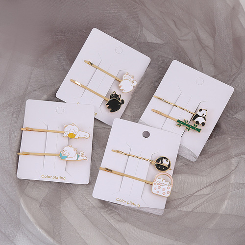 Korean new creative versatile cat panda drawing oil one-piece bangs hair clip hair accessory head accessory popular accessories