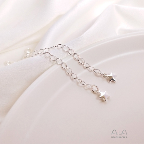 Color-preserving extension chain bag thick silver tail chain with spring lobster clasp diy bracelet clavicle necklace extended chain accessories