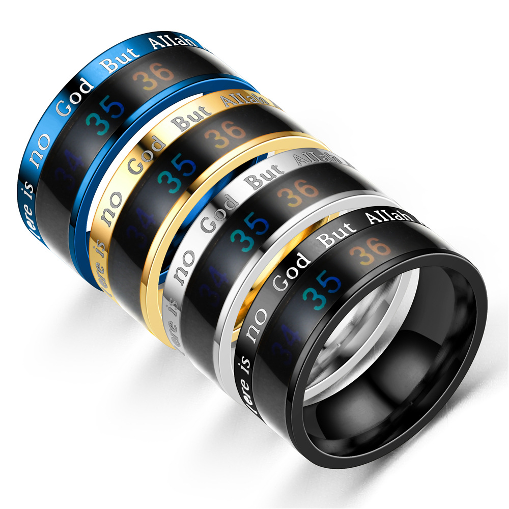 Wish Europe and the United States cross-border intelligent temperature ring titanium steel couple temperature ring letter lettering creative jewelry wholesale