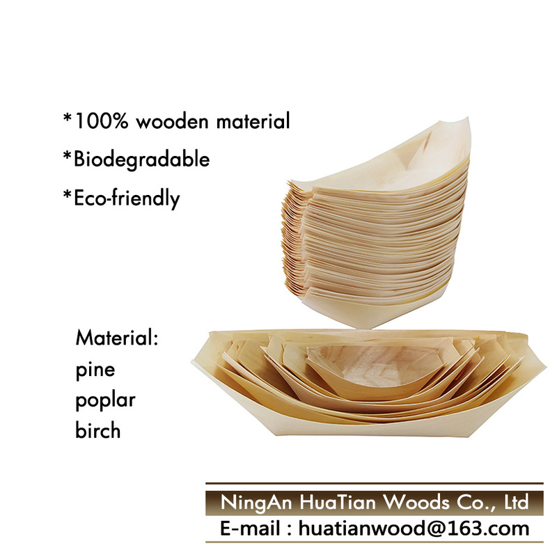 Disposable Wooden Skin Boat Japanese Sashimi Sushi Packing Box Dim Pot Shui Xin Xuan Cake Boat Factory Sold at Low Price