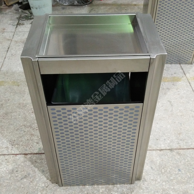 专业生产室内方形不锈钢垃圾桶金属丝印果皮箱环卫方形垃圾箱厂家