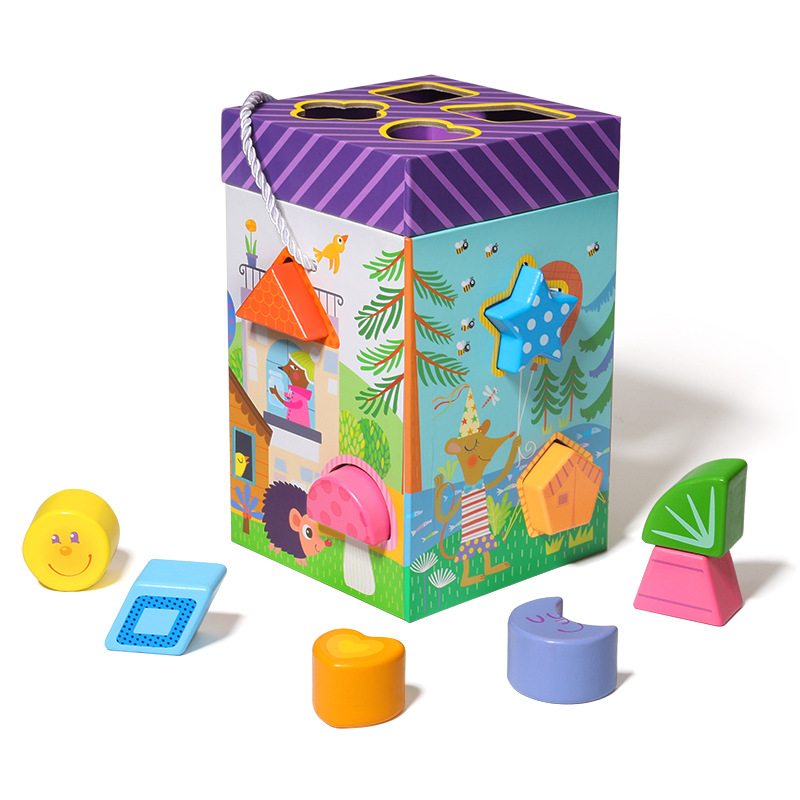 Juguetes de madera de los niños multi-funcional forma Juego columna redonda cuentas Caja de Inteligencia juguetes educativos tempranos