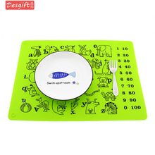 食品級硅膠塗鴉餐墊兒童識字餐墊學生卡通動物餐墊防滑隔熱餐桌墊