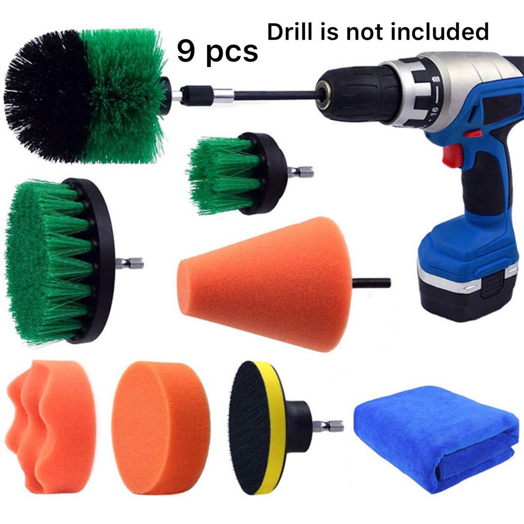Traje de cepillo de taladro eléctrico de Amazon Cepillo de taladro eléctrico de 8 piezas Limpieza de nylon Cepillo de taladro eléctrico Almohadilla de fregado con trapo