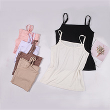 吊带小背心女莫代尔内搭黑色大码可调节肩带打底衫紧身冰感