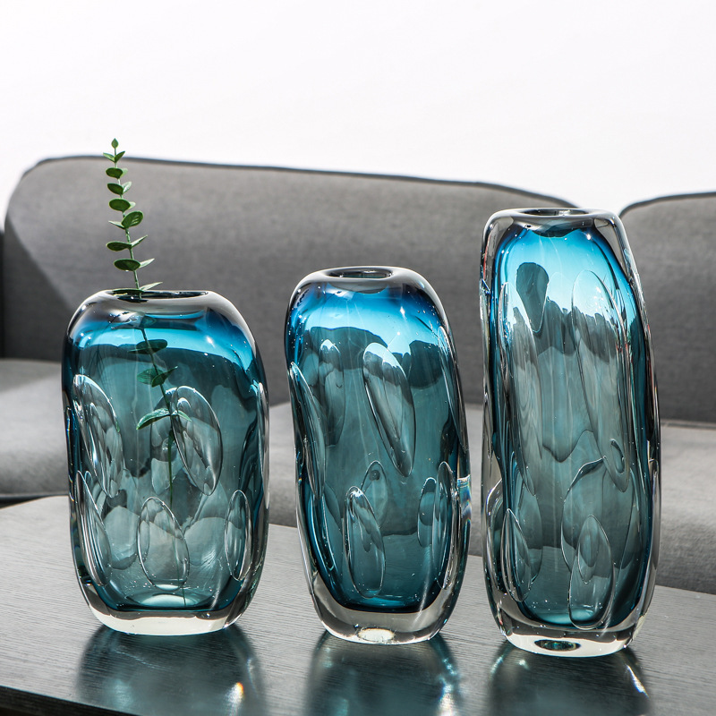 European -style water blue air bubble glass vase Hyperto -sample…