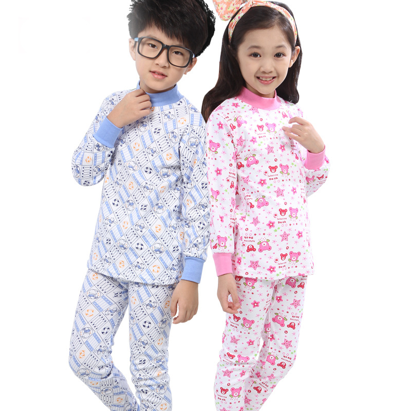 Niños y niñas suéter de algodón fino ropa de otoño pantalones largos traje de algodón ropa interior cubierta suéter de algodón puro algodón