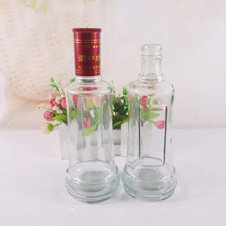 厂家直销圆形350ml白酒玻璃瓶 养生药酒保健酒玻璃酒瓶