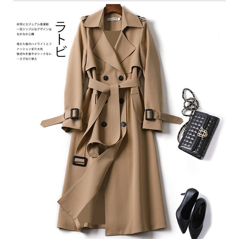 Plaid Original Quality Coat Women's Mid-Long Korean Popular British Style Over-the-Knee Coat Autumn and Winter Coat