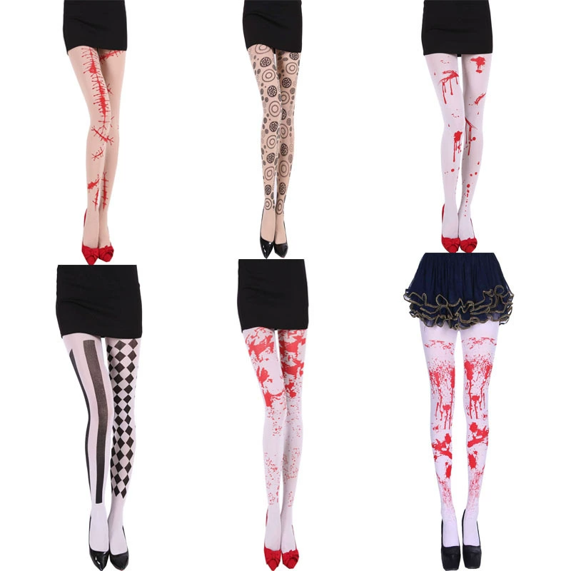 Колготки для взрослых на Хэллоуин, маскарадная вечеринка, кровавые чулки, комбинезоны со шрамом, чулки для взрослых, нижние носки