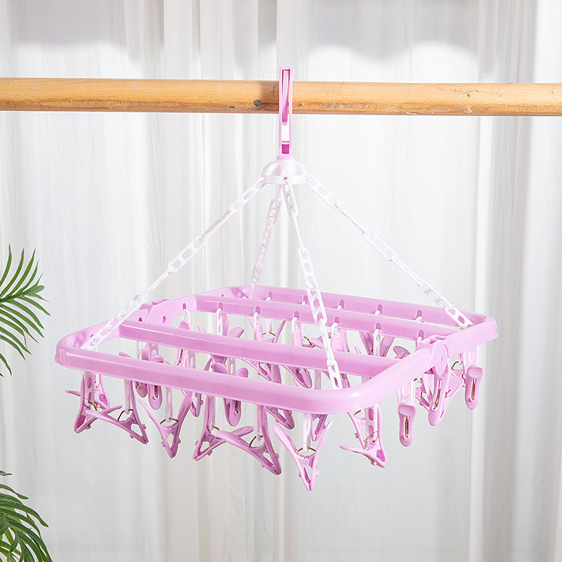 Creativo 32-clip plegable percha hogar tendedero multi-funcional cuadrado plástico suspensión a prueba de viento calcetines clip al por mayor