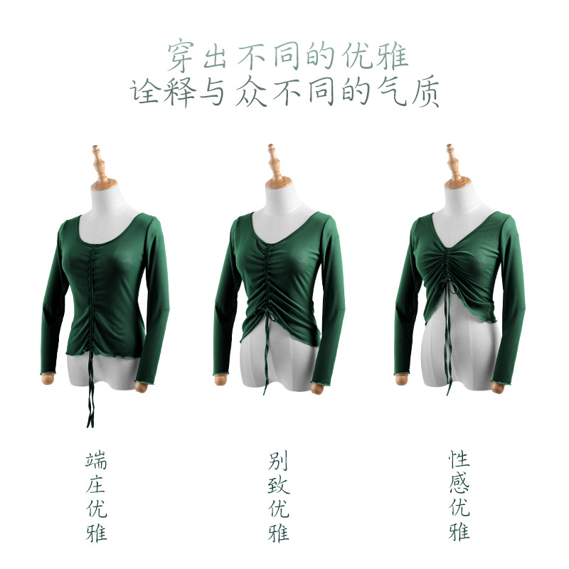 Adulto danza clásica gasa ropa cuerpo ballet danza práctica ropa arte examen malla danza moderna cordón blusa top