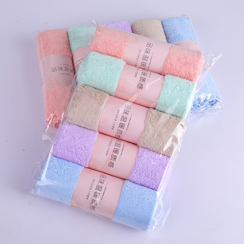 5-piece high-density coral velvet plain towel soft absorbent face washing towel wipe hair quick-drying lint free towel