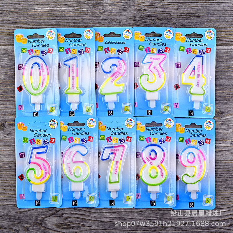 Large colored edge number candle happy birthday birthday cake decoration candle