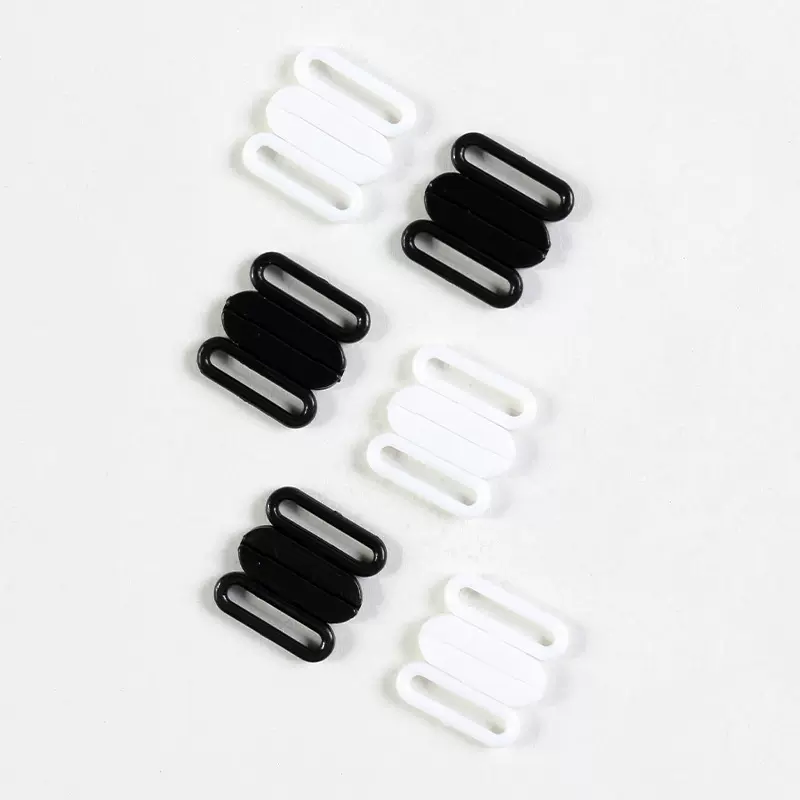 厂家批发纺织文胸辅料插扣可染色塑料内衣前扣黑白8字内衣调节扣