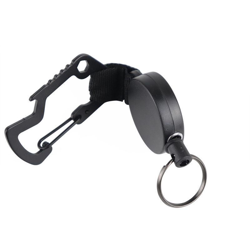Llavero retráctil cinta colgante hebilla anti-perdido antirrobo clave cuerda hebilla cuerda de alambre de acero alto elástico multifuncional mosquetón