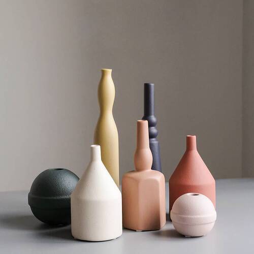 Nordic Creative Morandi Vase Craft Ornament Ceramic Home Living Room Desk Decor Dried Flower Plant Flower Vase
