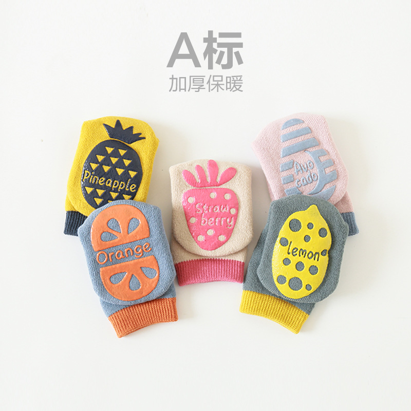 Calcetines para niños de 21 años Otoño e Invierno bebé recién nacido Calcetines antideslizantes para el piso calcetines gruesos forrados de lana