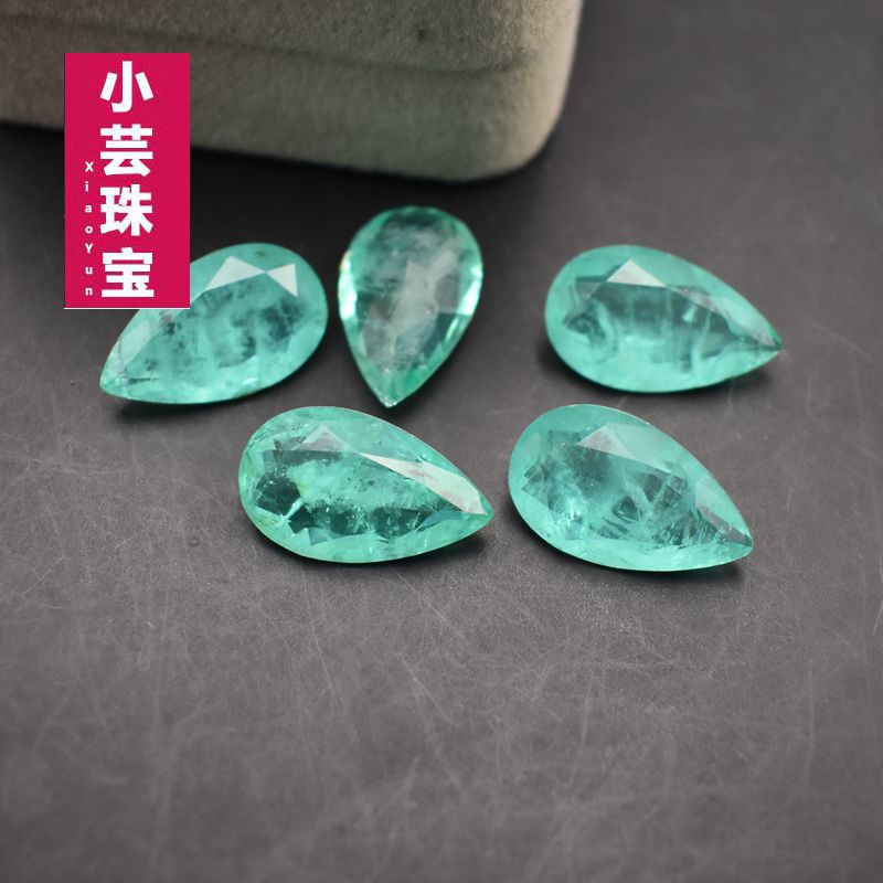 拼合宝石浅绿色水滴形梨形帕拉伊巴裸石