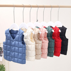 Children's down cotton vest 2022 new autumn and winter wear inside and outside, boys and girls, small and medium-sized children, light vest, warm back