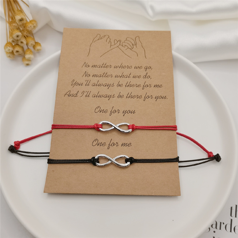 Pulsera ajustable tejida a mano de 8 palabras de aleación simple europea y americana transfronteriza pulsera tarjeta pareja pulsera