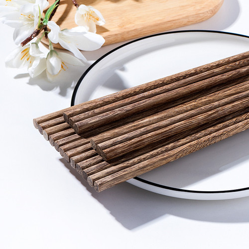 Chicken Wing Wood Chopsticks Household Paint-Free Wax-Free Wooden Long Quick Chopsticks Chinese Restaurant Solid Wood Tableware Set of 10 for Family