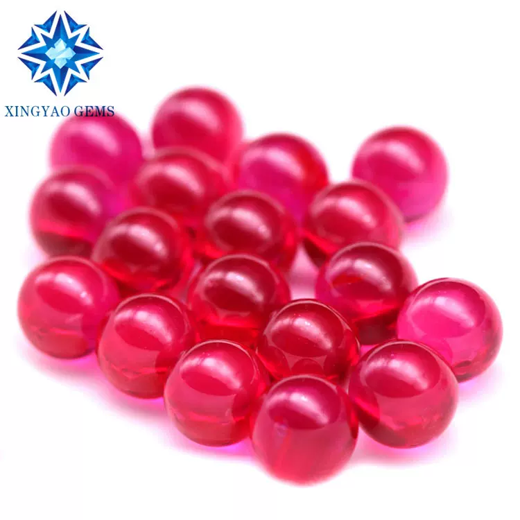 梧州厂家红宝石圆珠5#红刚玉圆球素面光珠人造宝石无孔珠文玩