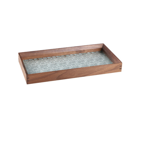 Walnut glass tray wooden square Japanese dessert tray desktop solid wood light luxury storage tray plate high value