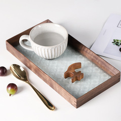 Walnut glass tray wooden square Japanese dessert tray desktop solid wood light luxury storage tray plate high value