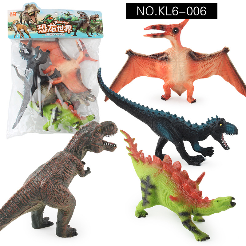 Nuevo producto transfronterizo: Juguete de dinosaurio jurásico realista para niños, modelo grande de Triceratops y pterosaurio, relleno de algodón, hueco, para decoración.