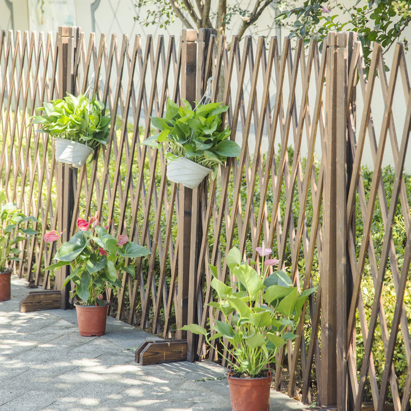 Garden Wooden Fence, Balcony Railing, Grid Flower Stand, Trellis Wall, Climbing Frame, Courtyard Retractable Wooden Net, Customizable