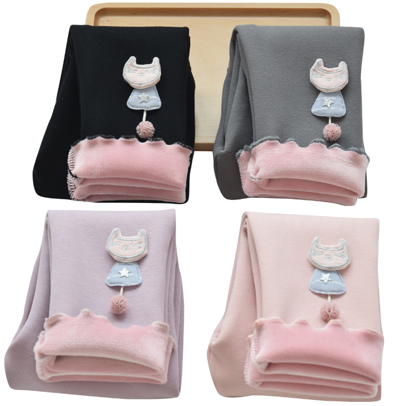 Leggings para niñas más terciopelo fino primavera y otoño 2024 invierno terciopelo todo en uno pantalones de algodón para bebés pantalones de estilo occidental para niños