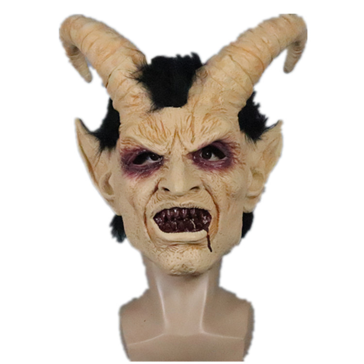 Cara humana Lucifer látex máscara cuerno cabeza cubierta Halloween Cospal props