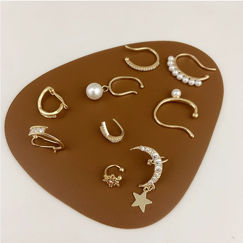 Универсальные ушные клипсы с цирконием, позолота 14K, бес piercing, легкий дизайн