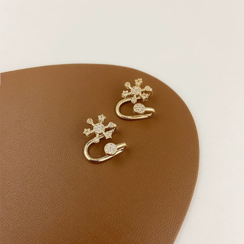 Универсальные ушные клипсы с цирконием, позолота 14K, бес piercing, легкий дизайн