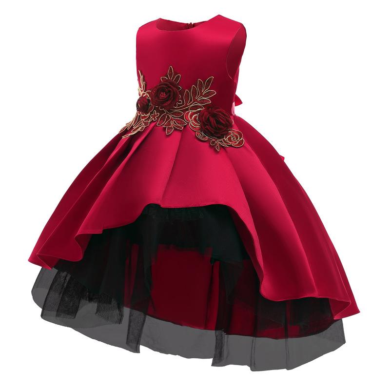 Children's Dress New Vest Dress Princess Dress Red Mesh Floral Children's Dress Girls Piano Performance Fishtail Dress Children's Dress New Vest Dress Princess Dress Red Mesh Floral Children's Dress Girls Piano Performance Fishtail Dress