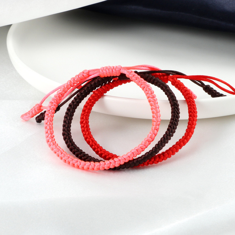 The Same Braided Bracelet, Xizang Style, Retro Korean Silk Bracelet for Men and Women, Praying for Blessings, Figure-Eight Knot Wrist Strap, Diamond Rope Chain