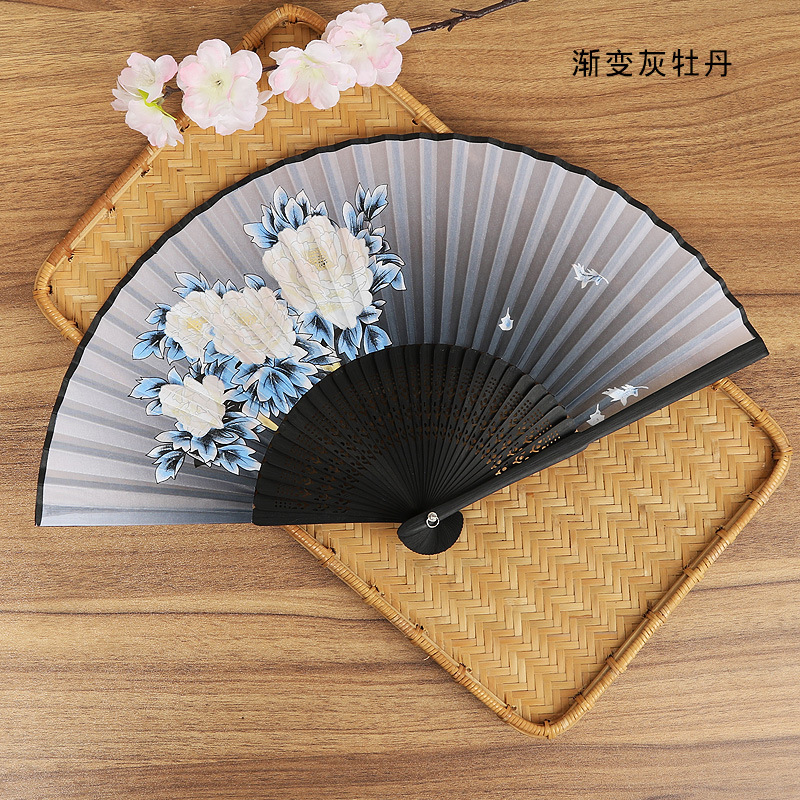 Venta directa de fábrica semi-hecho a mano semi-mecánico de estilo japonés ventilador de las mujeres ventilador plegable japonés al por mayor regalo de mano ventilador plegable de Bambú