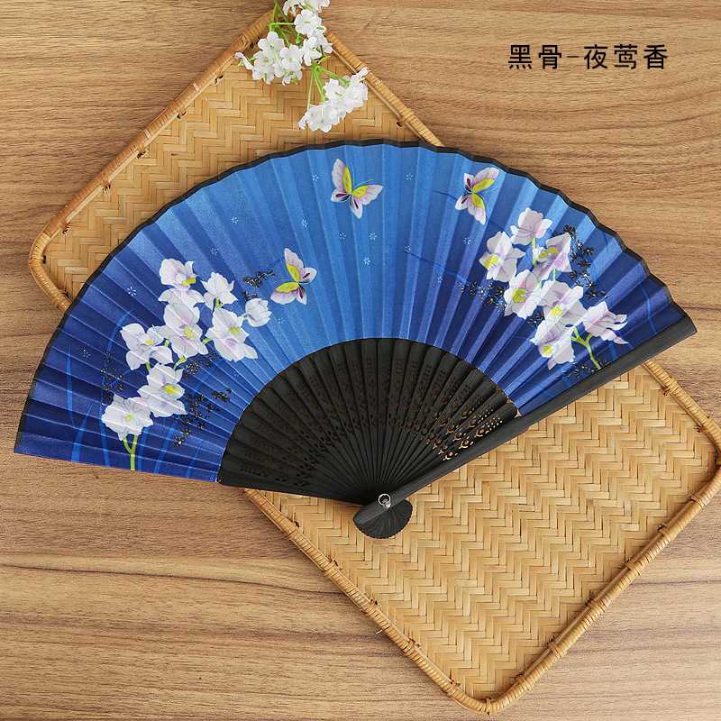 Venta directa de fábrica semi-hecho a mano semi-mecánico de estilo japonés ventilador de las mujeres ventilador plegable japonés al por mayor regalo de mano ventilador plegable de Bambú