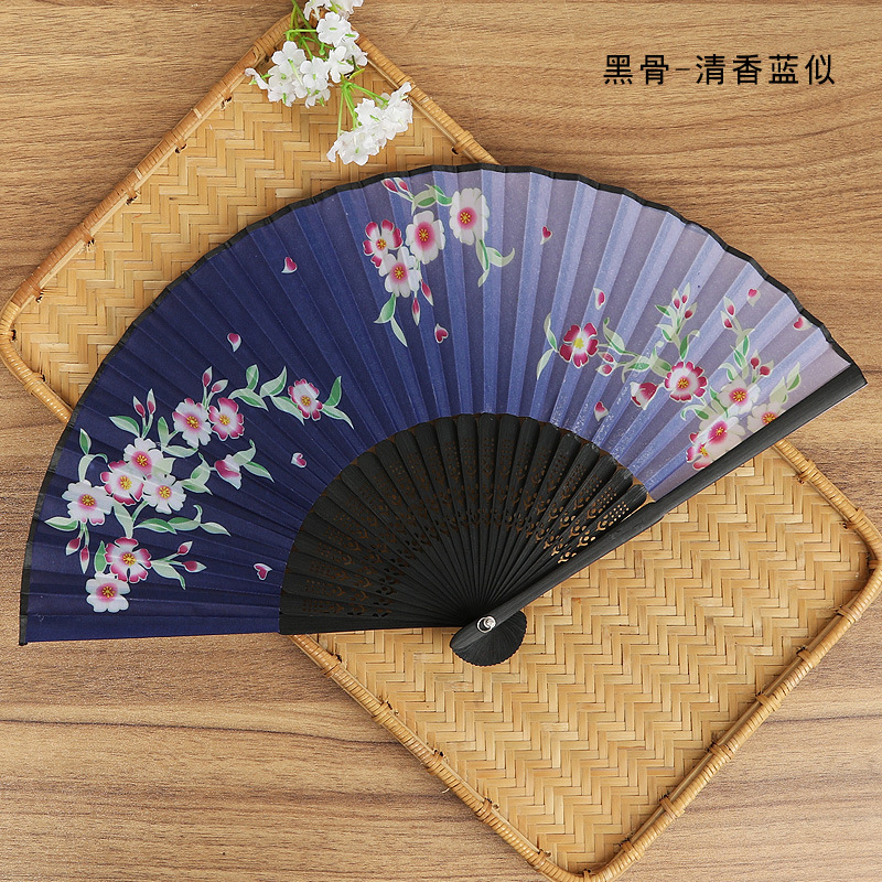 Venta directa de fábrica semi-hecho a mano semi-mecánico de estilo japonés ventilador de las mujeres ventilador plegable japonés al por mayor regalo de mano ventilador plegable de Bambú