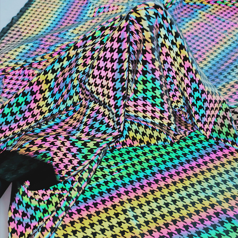 变色幻彩热转印印刷反光面料 七彩涤氨反光布 幻彩弹力反光布料