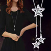 Long sweater with bow, chain, crystal with tassels, pendant, necklace, clothing, accessory, simple and elegant design, wholesale